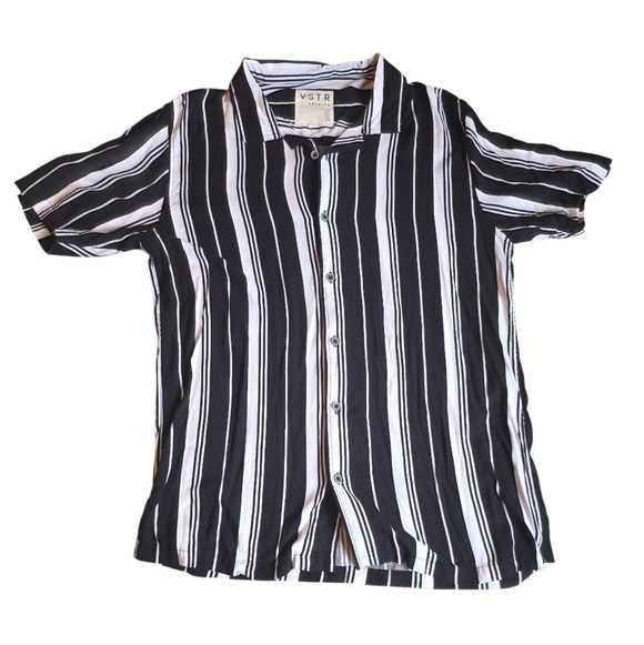 Other - Men's Black and White Striped Men's Shirt Size L